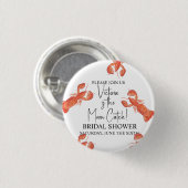 Hand waterverf kreeften Main Catch Bruidsmeisjesfe Ronde Button 3,2 Cm (Voorkant /achterkant)