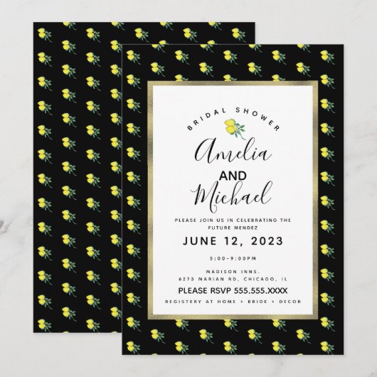 Hand Waterverf Lemon Bunch Simple Vrijgezellenfees Kaart (Voorkant / Achterkant)