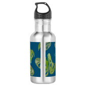 Hand waterverf Monstera Adansonii blad blauw Waterfles (Achterkant)