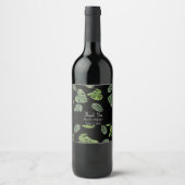 Hand waterverf Monstera Adansonii blad Bruids- Wijn Etiket (Voorkant)