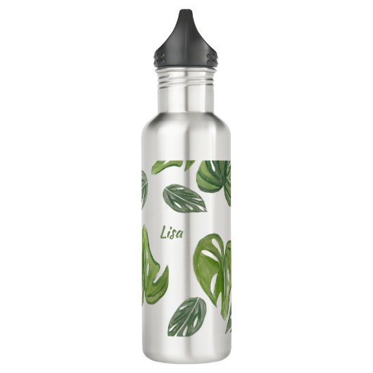 Hand Waterverf Monstera Adansonii Leaf Waterfles (Links)