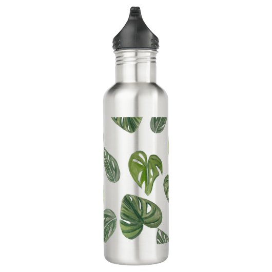 Hand Waterverf Monstera Adansonii Leaf Waterfles (Rechts)