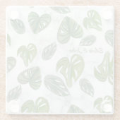 Hand Waterverf Monstera Adansonii Leaf Wedding Glazen Onderzetter (Achterkant)