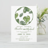 Hand waterverf Monstera en Adansonii blad bruids- Kaart (Staand voorkant)