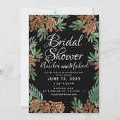 Hand Waterverf Pinecones Black Vrijgezellenfeest Kaart (Voorkant)