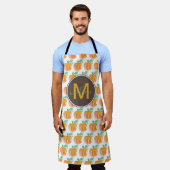 Hand waterverf pompoen patroon monogram schort (Gedragen)