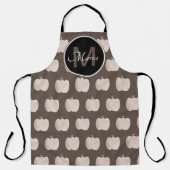 Hand waterverf pompoenpatroon bruine monogram schort (Voorkant)