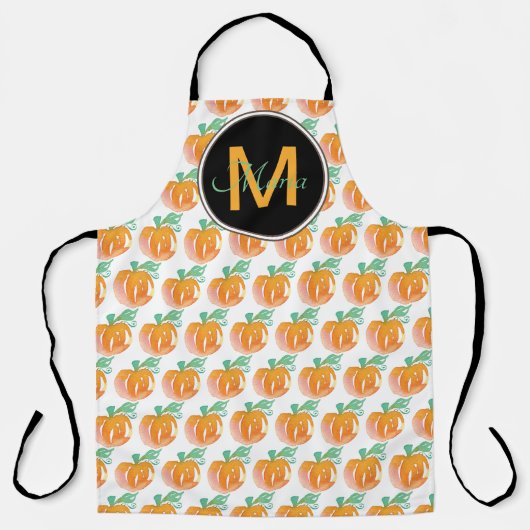 Hand Waterverf Pumpkin Pattern Black Monogram Schort (Voorkant)