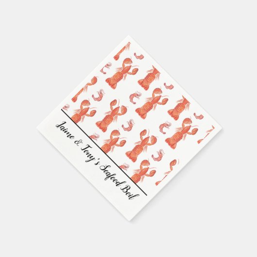 Hand Waterverf Seafood Boil Lobster Shrimp Servet (Hoek)