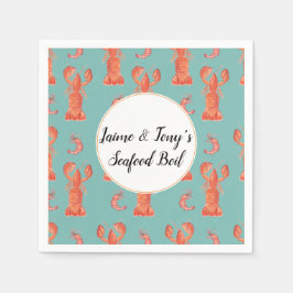 Hand Waterverf Seafood Boil Lobster Shrimp Servet