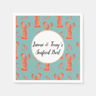 Hand Waterverf Seafood Boil Lobster Shrimp Servet