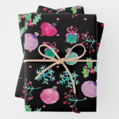 Hand Waterverf Snowflakes Kerstmis Zwart wit Inpakpapier Vel (In situ)