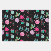 Hand Waterverf Snowflakes Kerstmis Zwart wit Inpakpapier Vel (Voorkant)