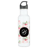 Hand Waterverf Summer Pink Floral Monogram Waterfles (Voorkant)