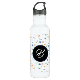Hand Waterverf Summer Tiny Floral Monogram Waterfles