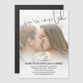 Hand Writing You're Invited Photo Wedding Magnetische Uitnodiging (Voorkant / Achterkant)