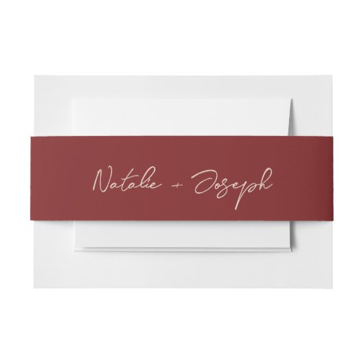  Hand Written Burgundy Calligraphy Boho Wedding Uitnodigingen Wikkel (Voorkant Voorbeeld)