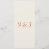 Hand Written Drawn Coral Retro Quirky Wedding Menu (Achterkant)