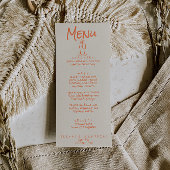 Hand Written Drawn Coral Retro Quirky Wedding Menu