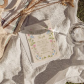 Hand Written Drawn Floral Summer QR Code Wedding Kaart