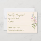 Hand Written Drawn Floral Summer Wedding RSVP Kaartje (Voorkant)