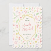 Hand Written Drawn Pastel Flowers Spring Wedding Save The Date (Voorkant)