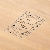 Hand Written Drawn Sketch Flowers Wedding Acryl Uitnodigingen (Laagn)