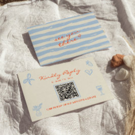 Hand Written Drawn Whimsical QR Code Wedding RSVP Kaartje