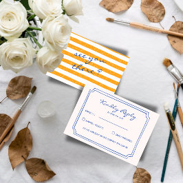 Hand Written Pinstripes Painted Italian Wedding  RSVP Kaartje