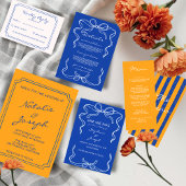 Hand Written Pinstripes Painted Italian Wedding  RSVP Kaartje