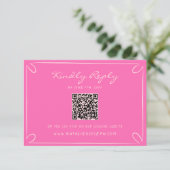 Hand Written Pinstripes Whimsical QR Code Wedding RSVP Kaartje (Staand voorkant)