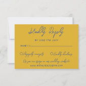 Hand Written Yellow Blue Italian Retro Wedding  RSVP Kaartje (Voorkant)