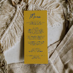 Hand Written Yellow Blue Italian Wedding Menu<br><div class="desc">A colorful retro funky modern blue and yellow written menu . And hand drawn yellow and blue. Perfect and matching with the whole suite. wedding dinner menu. Which features chic template design of boho vintage yellow background and blue typography.</div>