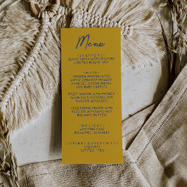 Hand Written Yellow Blue Italian Wedding Menu