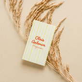 Hand Written Yellow Orange Stripes Boho QR Code Visitekaartje