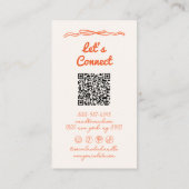 Hand Written Yellow Orange Stripes Boho QR Code Visitekaartje (Achterkant)
