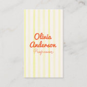 Hand Written Yellow Orange Stripes Boho QR Code Visitekaartje (Voorkant)