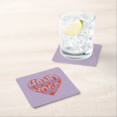 Hand Yoga Red Lavender Square Paper Coaster Set Kartonnen Onderzetters (Insitu)