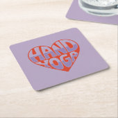 Hand Yoga Red Lavender Square Paper Coaster Set Kartonnen Onderzetters (Schuin)