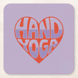 Hand Yoga Red Lavender Square Paper Coaster Set Kartonnen Onderzetters
