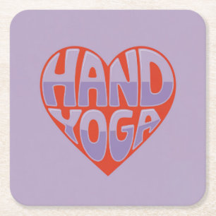 Hand Yoga Rode Lavendel Vierkante Papier Onderzett Kartonnen Onderzetters