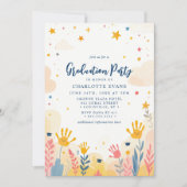 Handafdruk Bloemen Kindergarten Afstudeerder Foto Kaart (Voorkant)