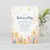 Handafdruk Bloemen Kindergarten Afstudeerder Foto Kaart (Staand voorkant)