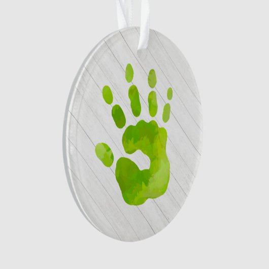 Handafdruk Kinder Groene Hand Naam Jaar Holly Keep Ornament (voorkant)