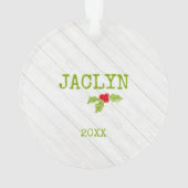 Handafdruk Kinder Groene Hand Naam Jaar Holly Keep Ornament (achterkant)