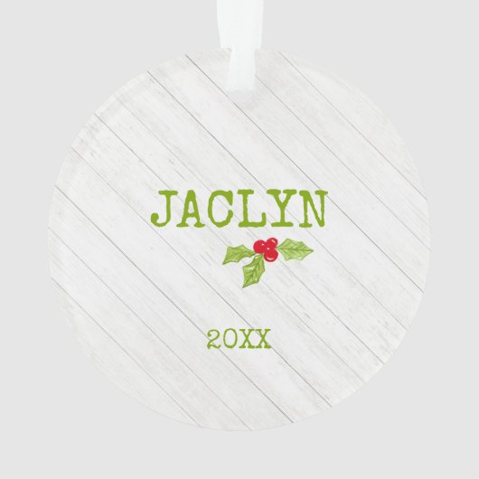 Handafdruk Kinder Groene Hand Naam Jaar Holly Keep Ornament (achterkant)