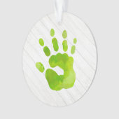 Handafdruk Kinder Groene Hand Naam Jaar Holly Keep Ornament (voorkant)
