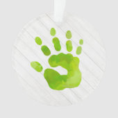 Handafdruk Kinder Groene Hand Naam Jaar Holly Keep Ornament (voorkant)