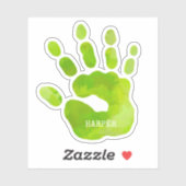 Handafdruk Kinder Groene Hand NAAM Tijdloos Fun Sticker (Vel)
