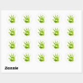 Handafdruk Kinder groene handnaam Timeless Sweet Ronde Sticker (Vel)
